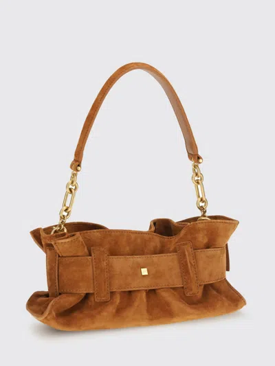 Balmain Leather Shoulder Bag In Brown
