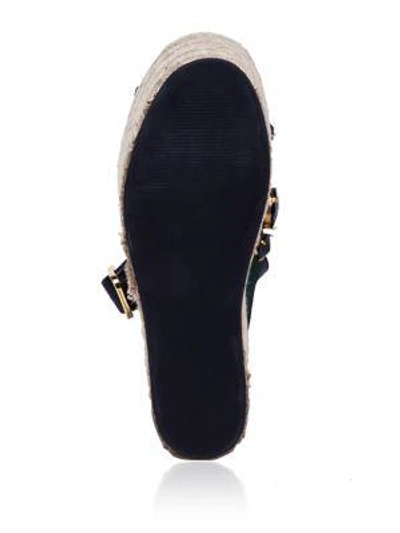 Shop Marni Jeweled Crisscross Strap Espadrille Platform Sandals In Spherical Green