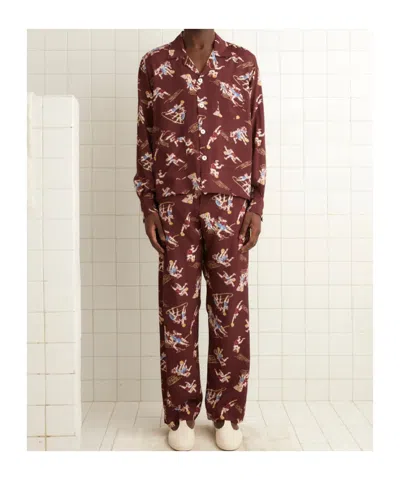 Bode Layup Printed Pyjama Pants In Burgundy