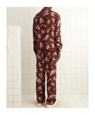 Bode Layup Printed Pyjama Pants In Burgundy