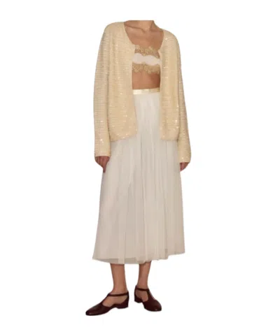 Bode Spotlight Sequin Virgn Wool Swing Cardigan In Neutral