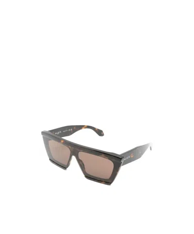 Alaïa Rectangular Acetate Sunglasses In Brown