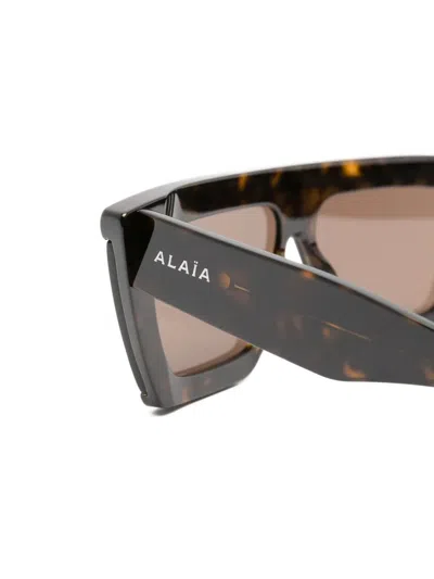Alaïa Rectangular Acetate Sunglasses In Brown