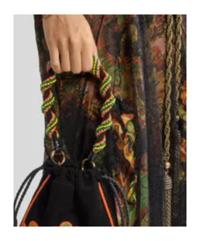 Etro Twisted Beaded Bag Strap In Brown