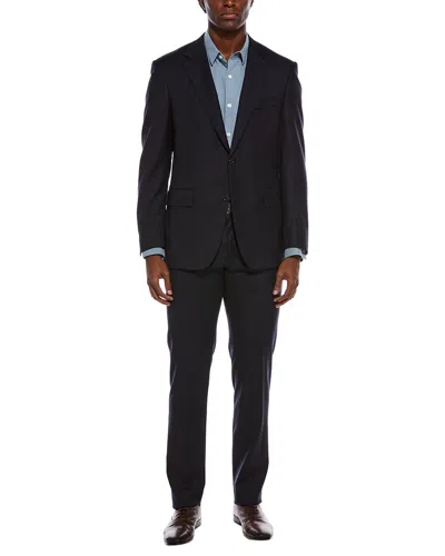 Canali 2pc Wool-blend Suit With Flat Front Pant In Black