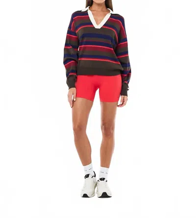 P.e Nation Retreat Stripe Collar Knit Pullover In Multi