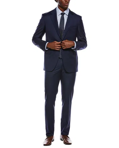 Canali Milano Trim Fit Impeccabile Microcheck Super 130s Wool Suit In Blue