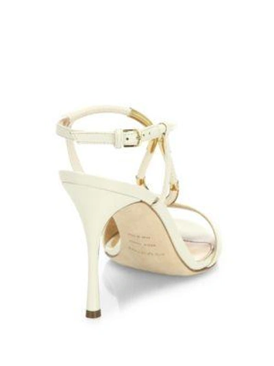 Shop Sergio Rossi Twist Leather Sandals In Jasmine-blanc