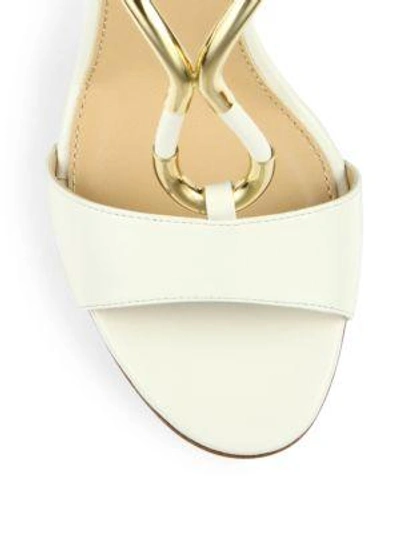 Shop Sergio Rossi Twist Leather Sandals In Jasmine-blanc