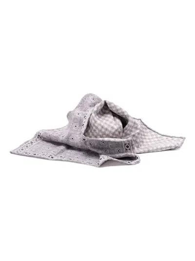 Brunello Cucinelli Patterned Silk Scarf In Gray