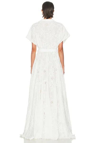 Norma Kamali Super Oversized Sleeveless Boyfriend Shirt Flared Gown In White