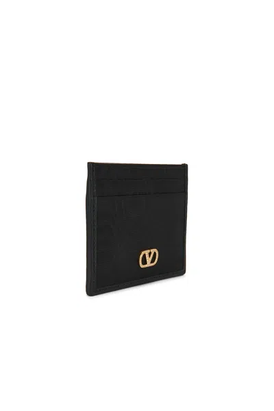 Valentino Garavani Vlogo Signature Grainy Calfskin Card Holder Woman Black Uni In Pink