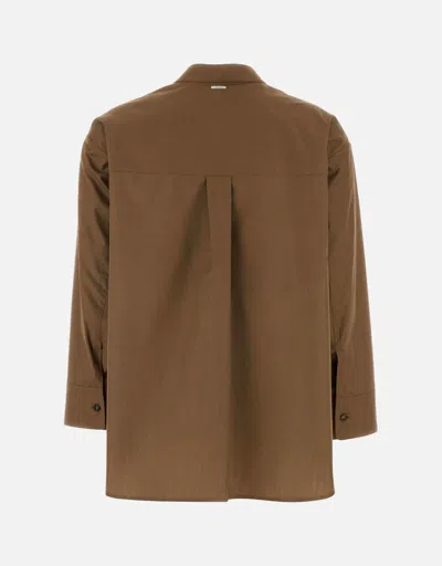 Max Mara Brown Relaxed Solid Shirt In Brown