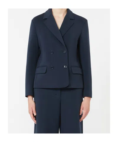 Max Mara Double-breasted Pocketed Jacket In Blue