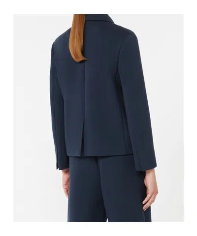 Max Mara Double-breasted Pocketed Jacket In Blue