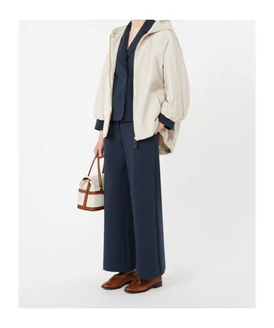 Max Mara Double-breasted Pocketed Jacket In Blue