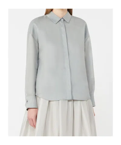 Max Mara Oversized Poplin Shirt In Blue