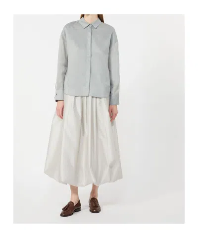 Max Mara Oversized Poplin Shirt In Blue