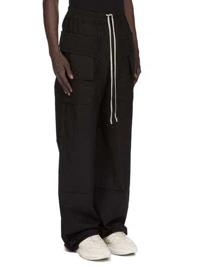 Rick Owens Drkshdw Creatch Wide-leg Cotton-blend Canvas Drawstring Cargo Trousers In Black