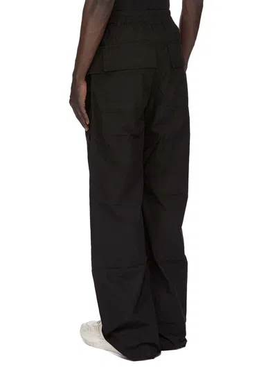 Rick Owens Drkshdw Creatch Wide-leg Cotton-blend Canvas Drawstring Cargo Trousers In Black