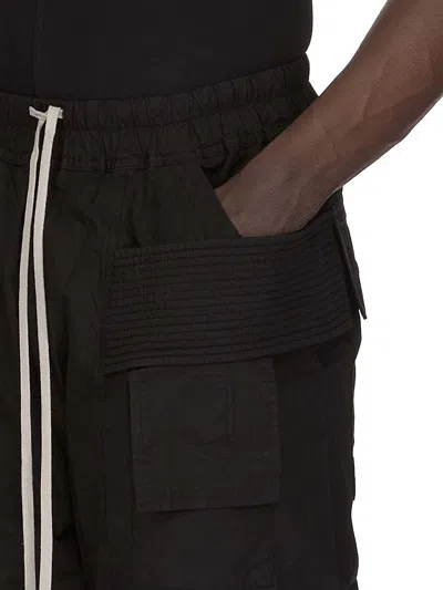 Rick Owens Drkshdw Creatch Wide-leg Cotton-blend Canvas Drawstring Cargo Trousers In Black