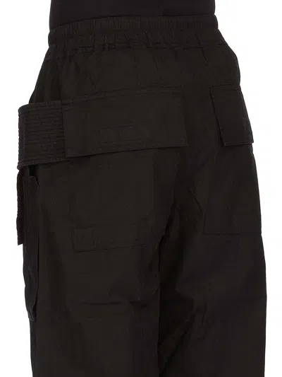 Rick Owens Drkshdw Creatch Wide-leg Cotton-blend Canvas Drawstring Cargo Trousers In Black