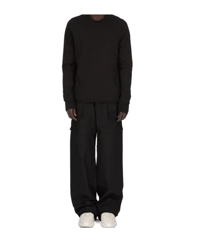 Rick Owens Drkshdw Creatch Wide-leg Cotton-blend Canvas Drawstring Cargo Trousers In Black