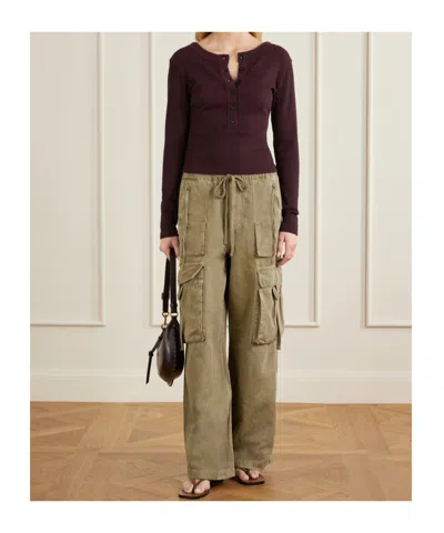 Citizen Of Humanity Womens Bezal (md Olv/grn) Andira Cotton And Linen Blend Cargo Trousers Xs In Gray