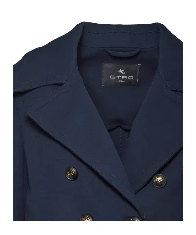 Etro Double-breasted Notched-lapel Jacket In Blue