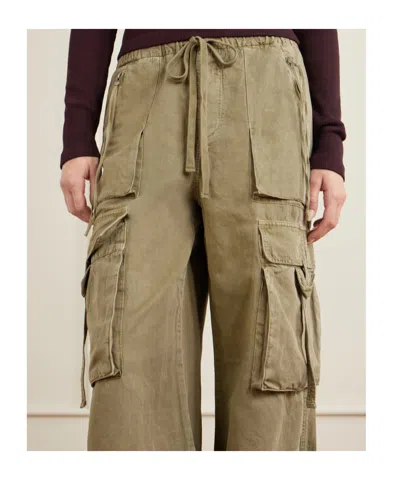 Citizen Of Humanity Womens Bezal (md Olv/grn) Andira Cotton And Linen Blend Cargo Trousers Xs In Gray
