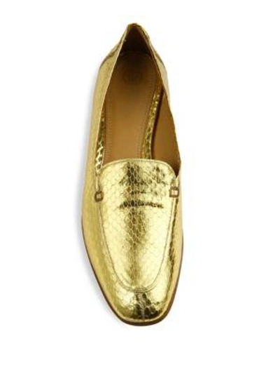 Shop The Row Adam Metallic Leather Loafers In Gold