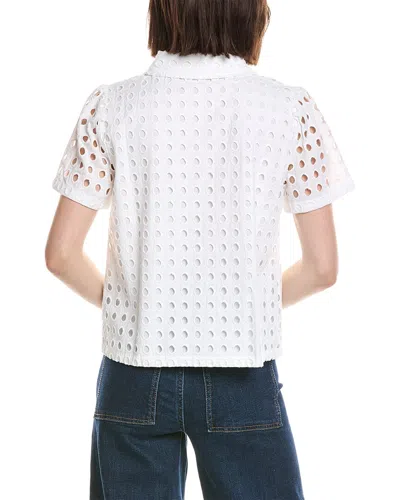 Cece Collared Button Down Swing Top In White