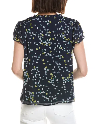 Cece Ruffle Neck Tie Front Blouse In Black
