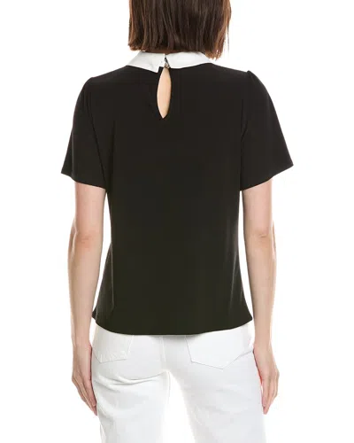 Cece Short Sleeve Collared Blouse In Black