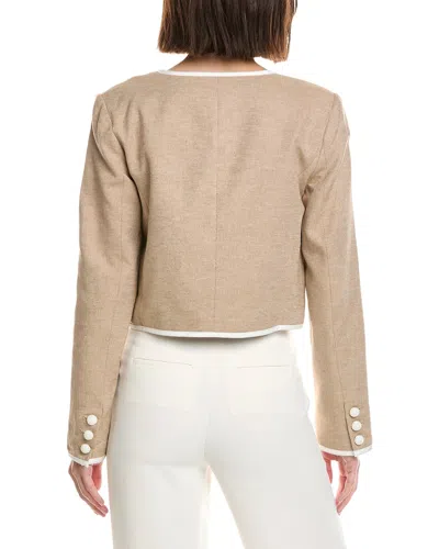 Cece Contrast Patch Pocket Linen-blend Jacket In Neutral