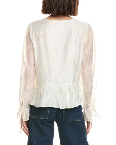 Cece V-neck Ruffle Button Down Blouse In White
