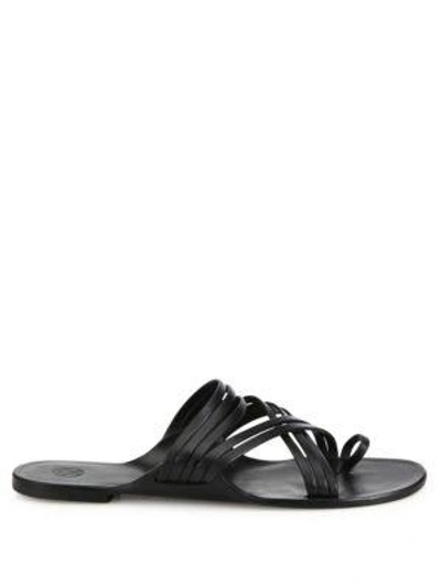 Shop The Row Cannes Strappy Leather Slides In Black
