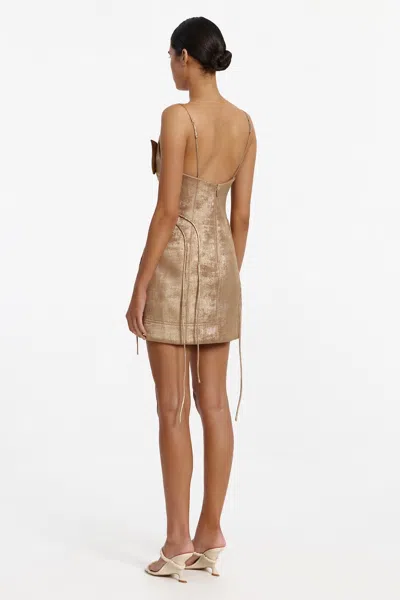 Acler Hillsome Bow-embellished Mini Dress In Gold
