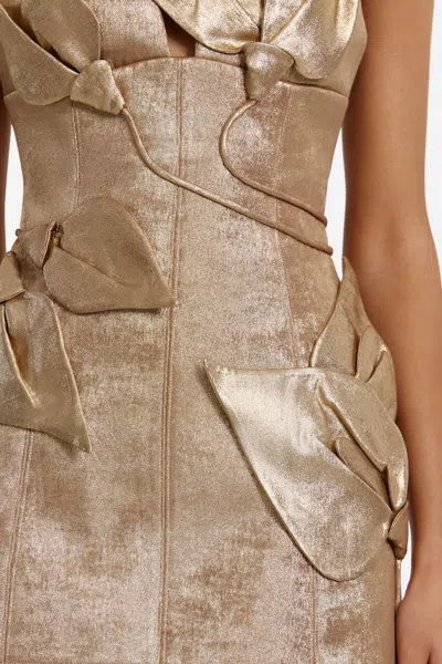 Acler Hillsome Bow-embellished Mini Dress In Gold