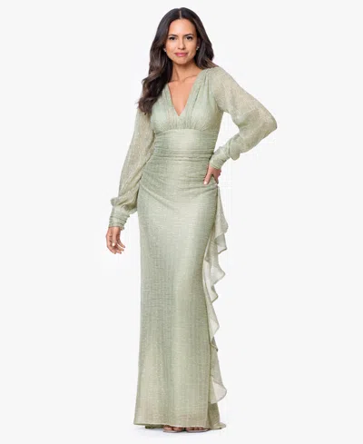 Betsy & Adam Betsy Adam Womens V Neck Ball Gown In Green