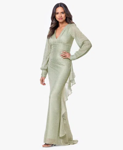 Betsy & Adam Betsy Adam Womens V Neck Ball Gown In Green