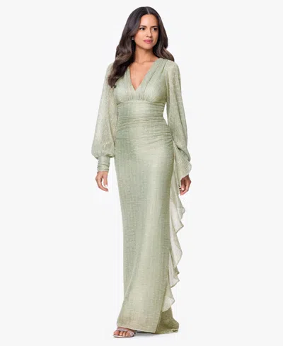 Betsy & Adam Betsy Adam Womens V Neck Ball Gown In Green