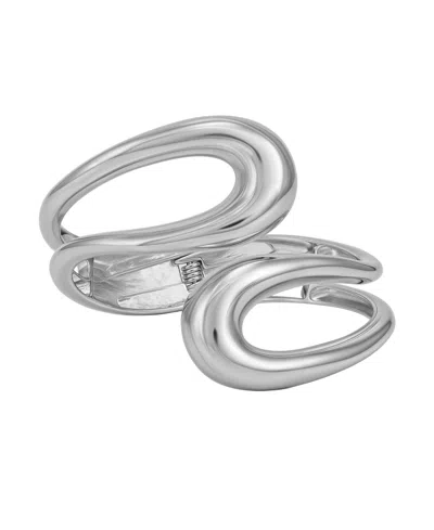 Guess Silver-tone Hinge Bangle Bracelet In Silver