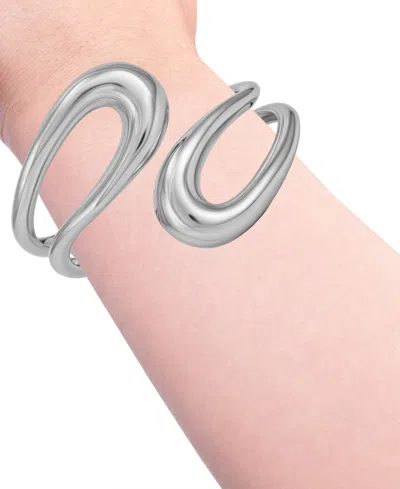 Guess Silver-tone Hinge Bangle Bracelet In Silver
