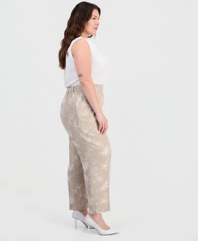 Kasper Plus Size Embroidered Pull-on Pants In Multi