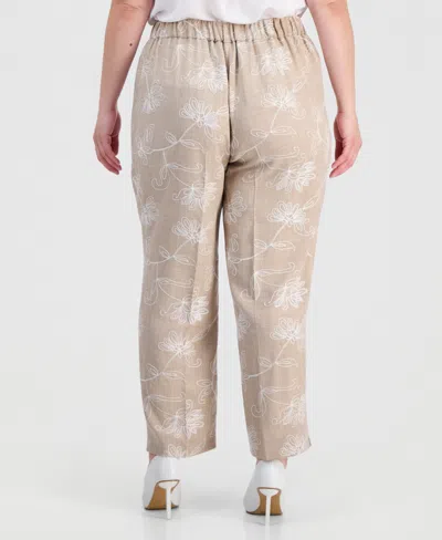 Kasper Plus Size Embroidered Pull-on Pants In Multi