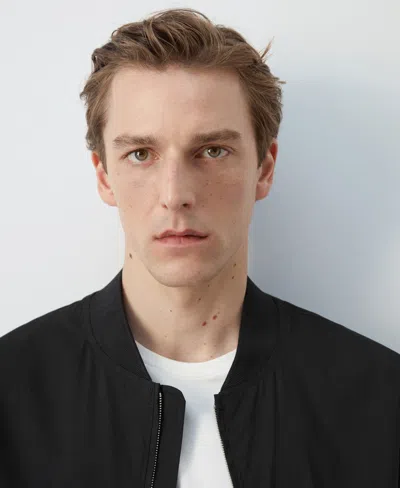 Mango Bomber Jacket In Black