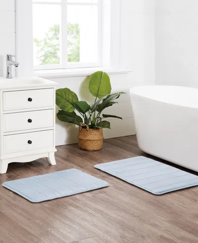 Truly Soft Solid Memory Foam 2-pc. Bath Rug, 20" X 32" In Blue