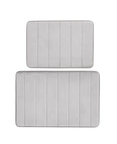 Truly Soft Solid Memory Foam Set Of 2 Bath Rugs In Gray