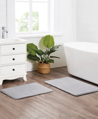 Truly Soft Solid Memory Foam Set Of 2 Bath Rugs In Gray